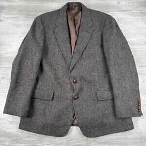 VTG Harris Tweed Sport coat Blazer XL Blue(ish) Gray 2 Button 70's Norm Thompson